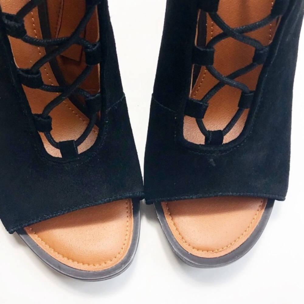 Franco Sarto Lace Up Peep Toe Heels Black Size 8.5 - Picture 4 of 8